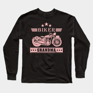 Biker Grandma Pink with Stars Long Sleeve T-Shirt